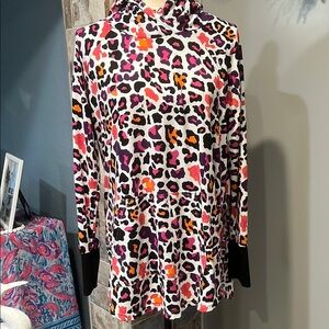LuLaRoe Amber Hoodie Black and White with Colorful Cheetah Print